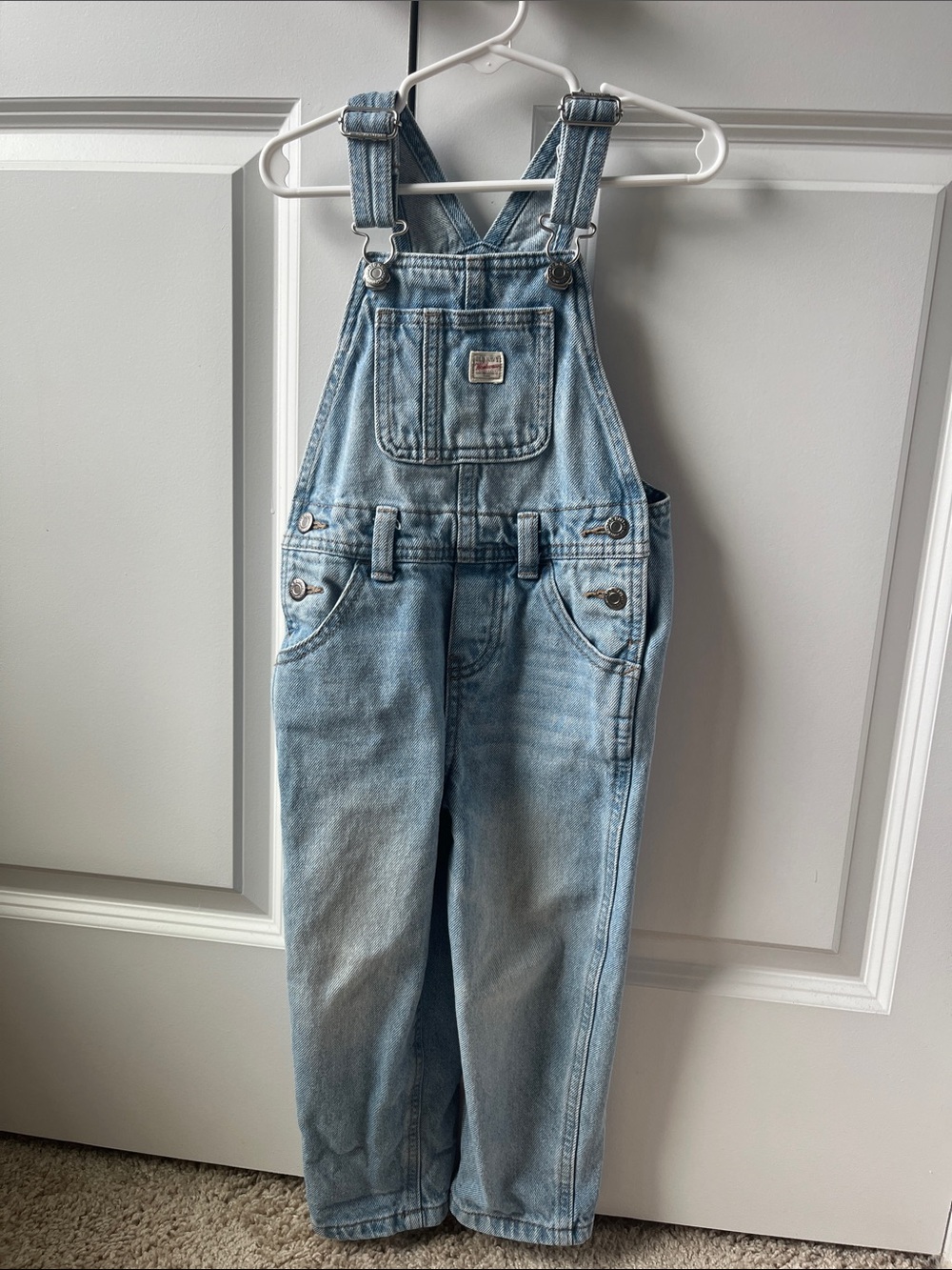 Light Wash Denim Overalls - Kids